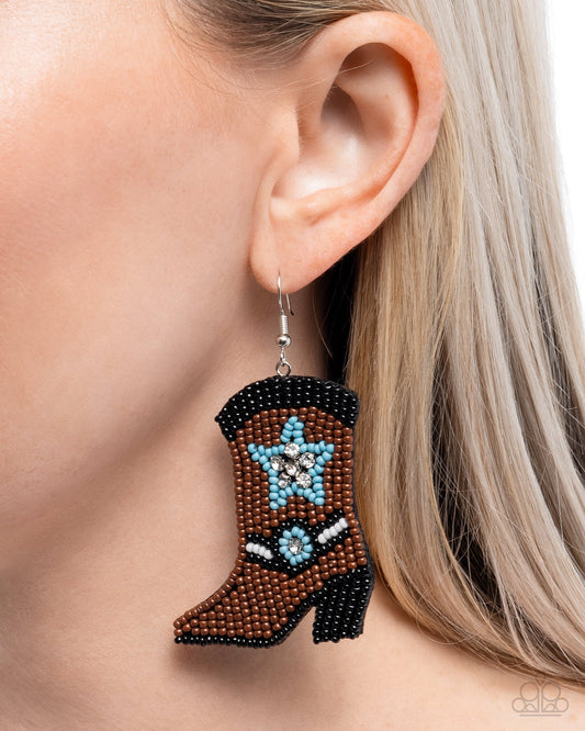 Beaded Boot - Brown Earring