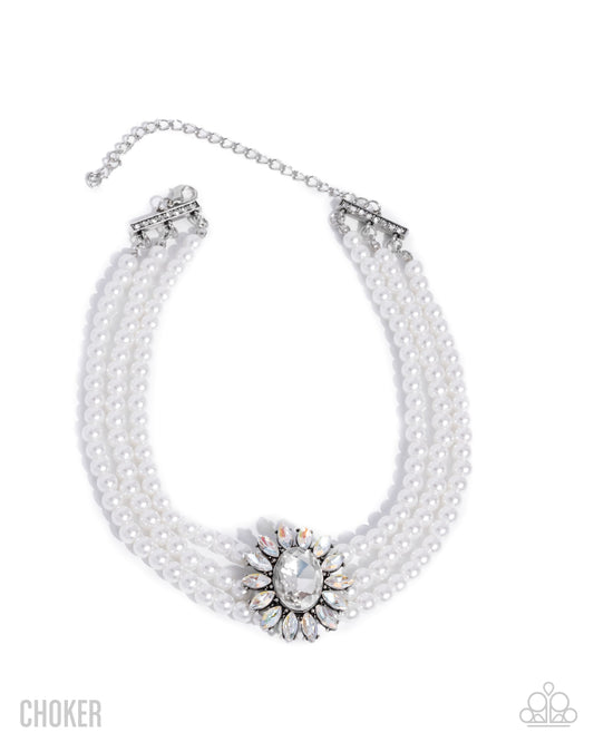 Conscious Chic - Opulent Observation & Perceptive Pearls - White Necklace & Bracelet 2 Piece Set - Complete Look