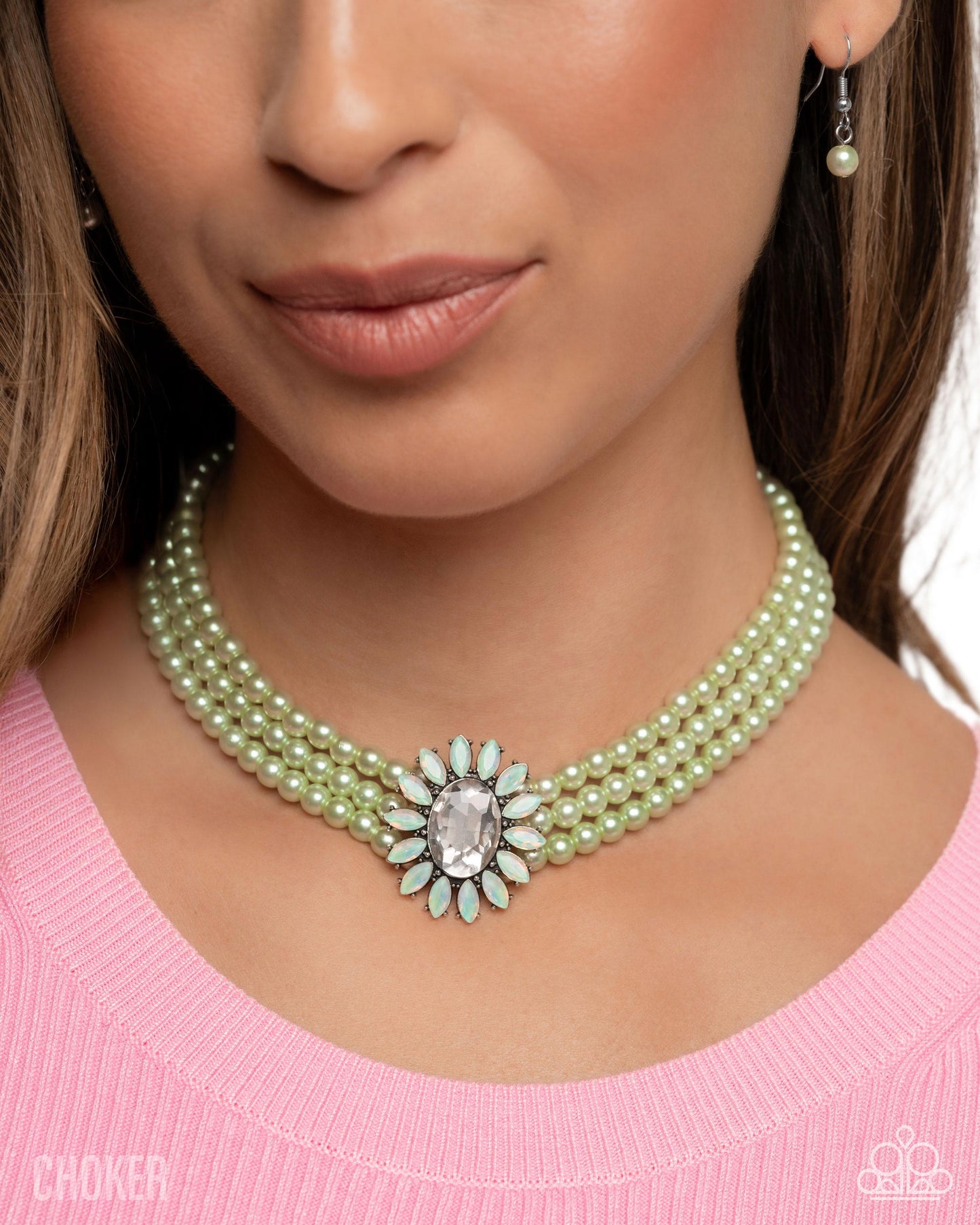 Conscious Chic - Opulent Observation & Perceptive Pearls - Green Necklace & Bracelet 2 Piece Set