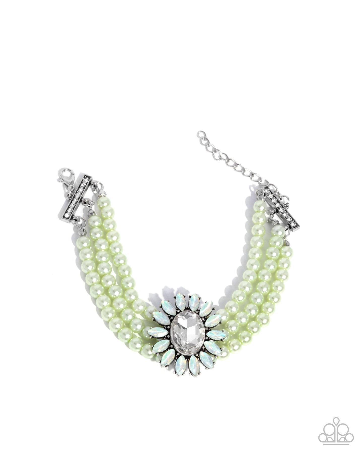 Conscious Chic - Opulent Observation & Perceptive Pearls - Green Necklace & Bracelet 2 Piece Set
