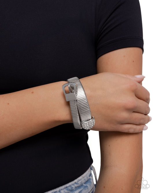 Belted Brilliance - White Bracelet