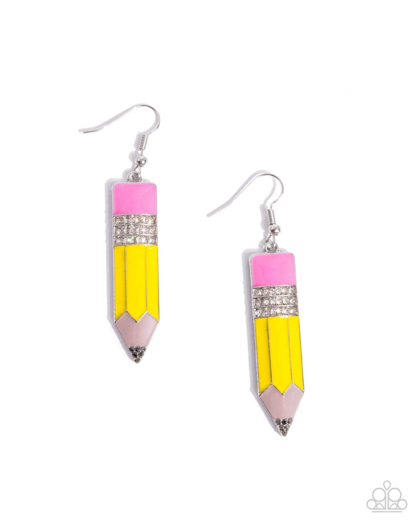 Iconic Institution - Yellow Earrings - Silver | Paparazzi Accessories