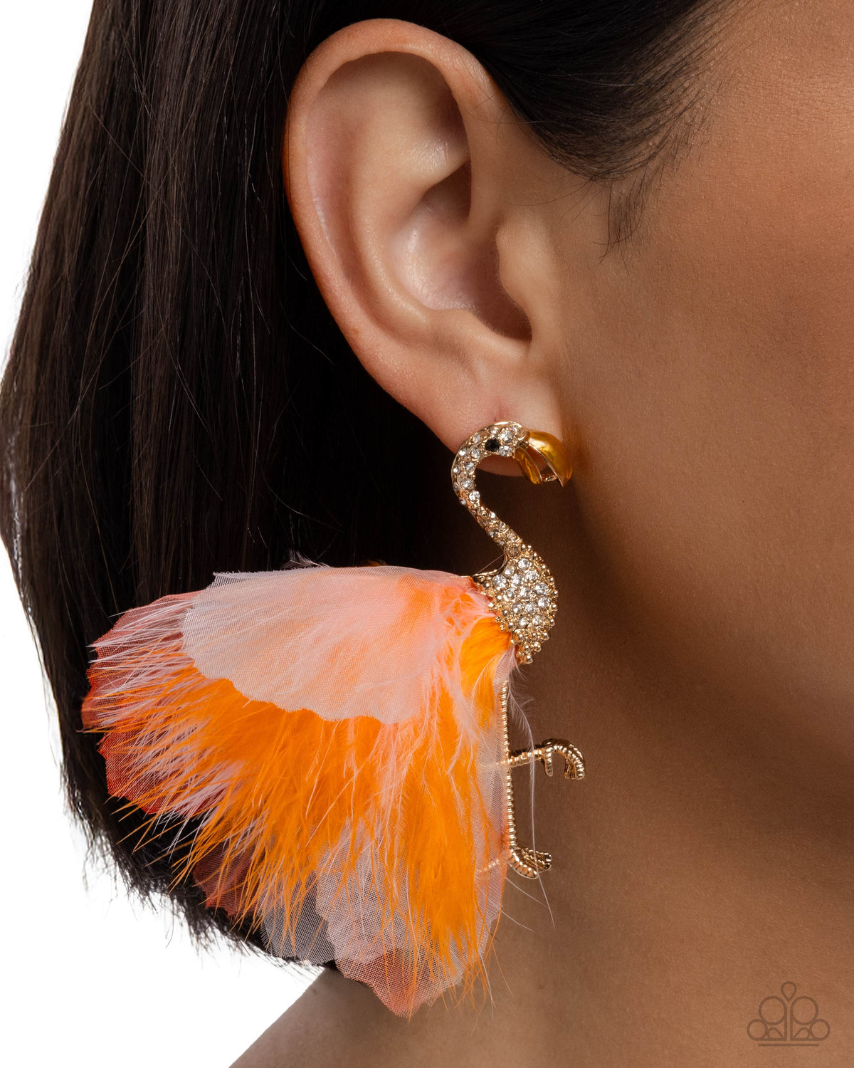 Feathered Flamingo - Orange Earrings | Paparazzi Accessories