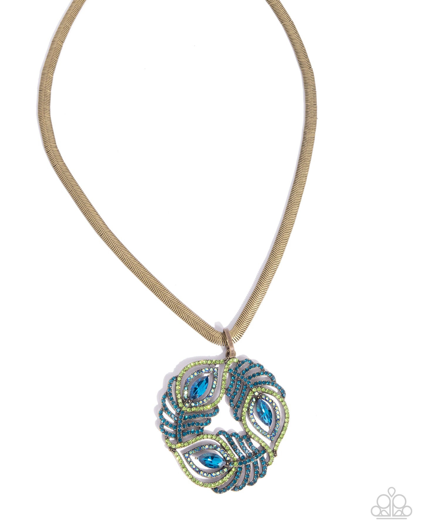 Peacock Patchwork - Brass Necklace