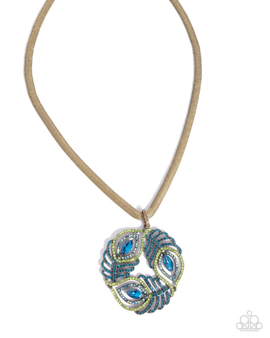 Peacock Patchwork - Brass Necklace