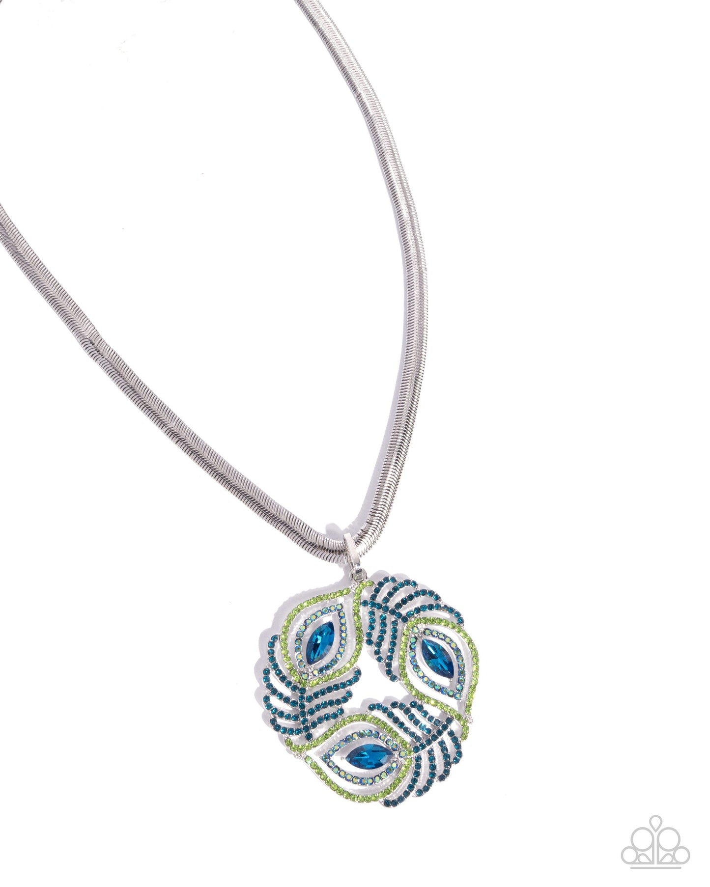 Peacock Patchwork - Multi Necklace - Silver | Paparazzi Accessories