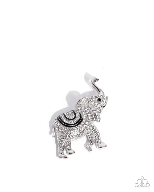 Elephant Embrace - Black Brooch