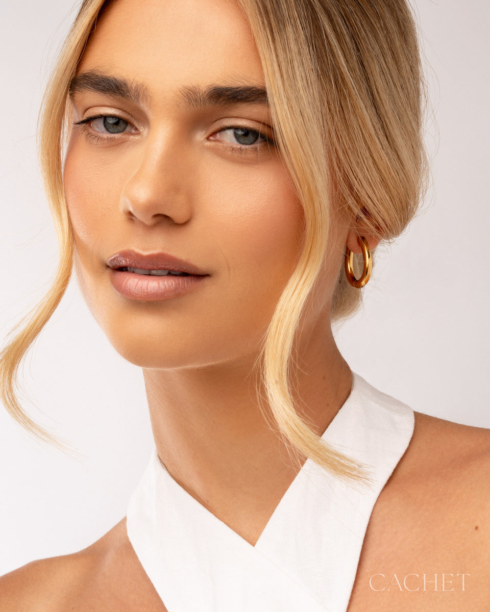 Lisse - 18k Gold Plated Hinge Hoop Earrings