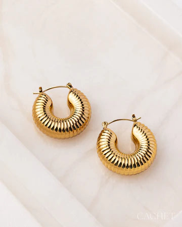 Strata - 18k Gold Plated Latch Back Earrings