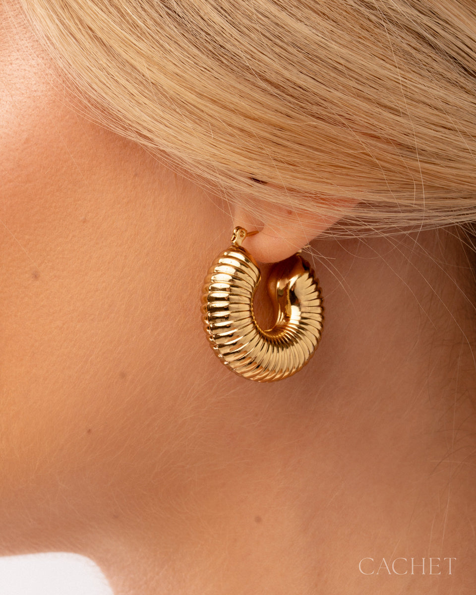 Strata - 18k Gold Plated Latch Back Earrings