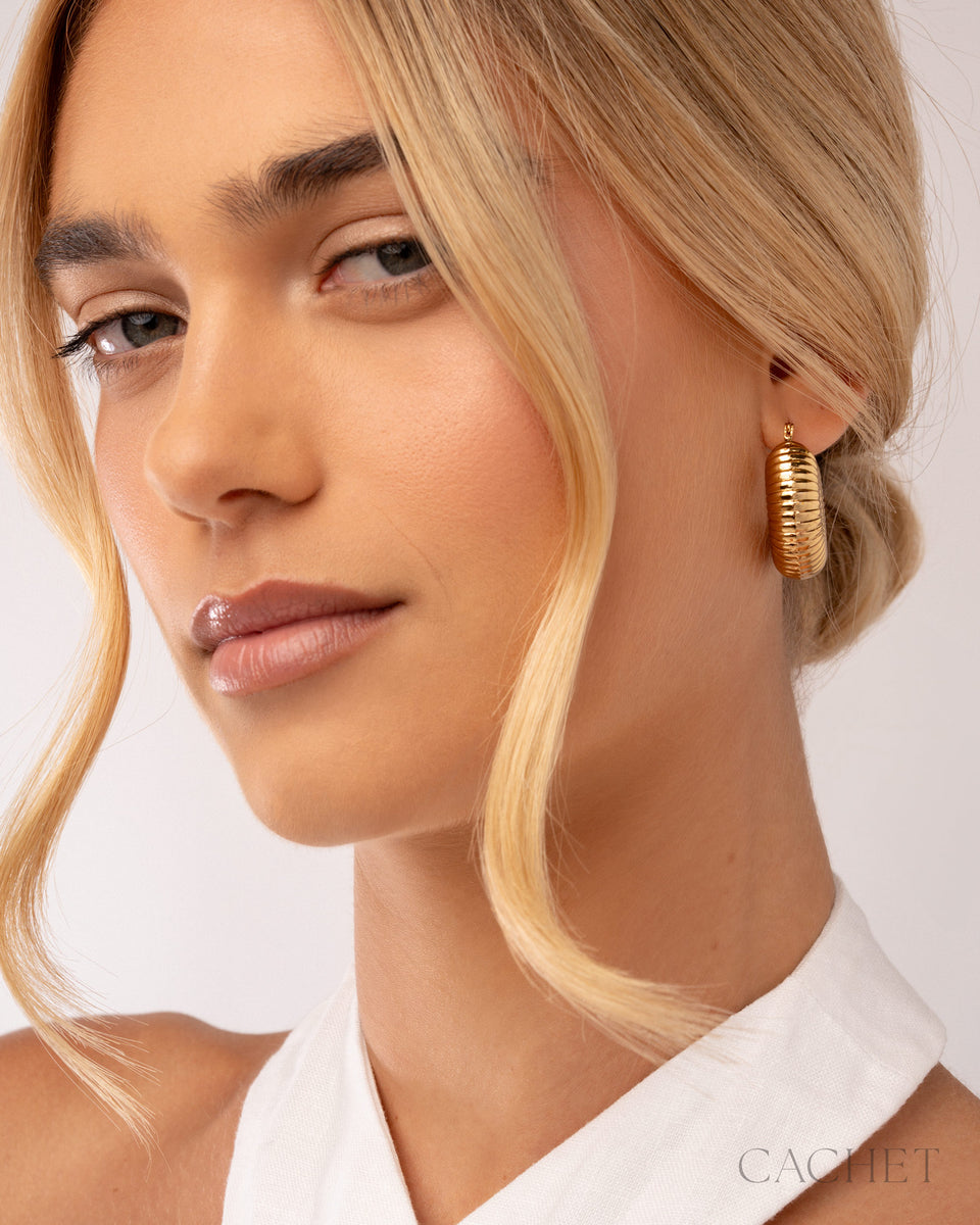 Strata - 18k Gold Plated Latch Back Earrings