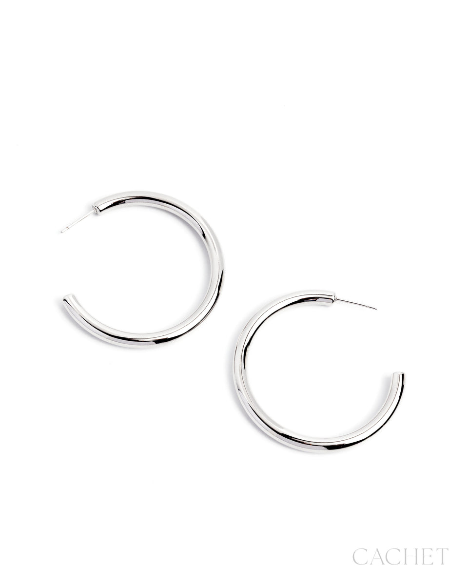 Argent - Rhodium Plated Hoop Earrings