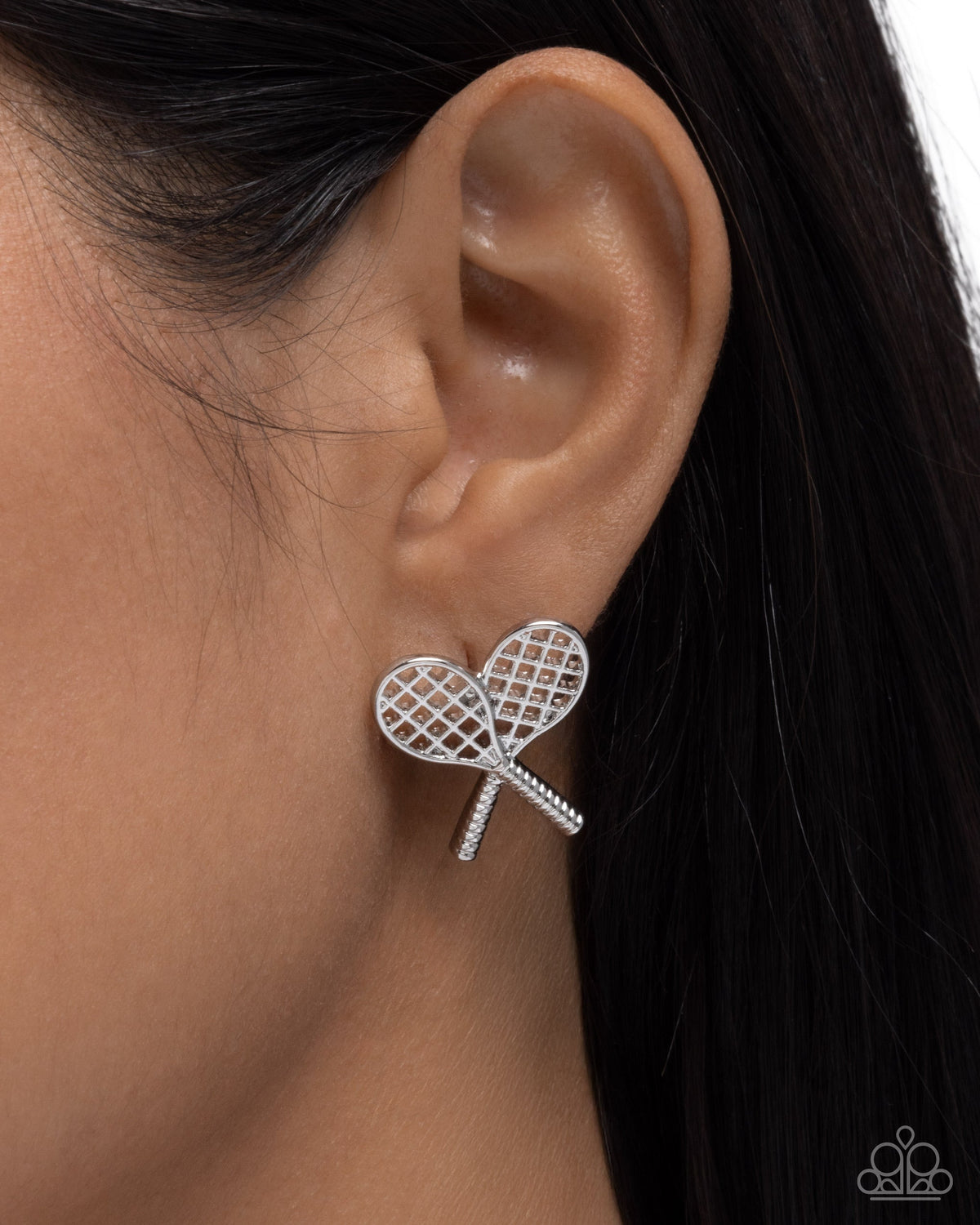 Tennis Team - Silver Earrings | Paparazzi Accessories