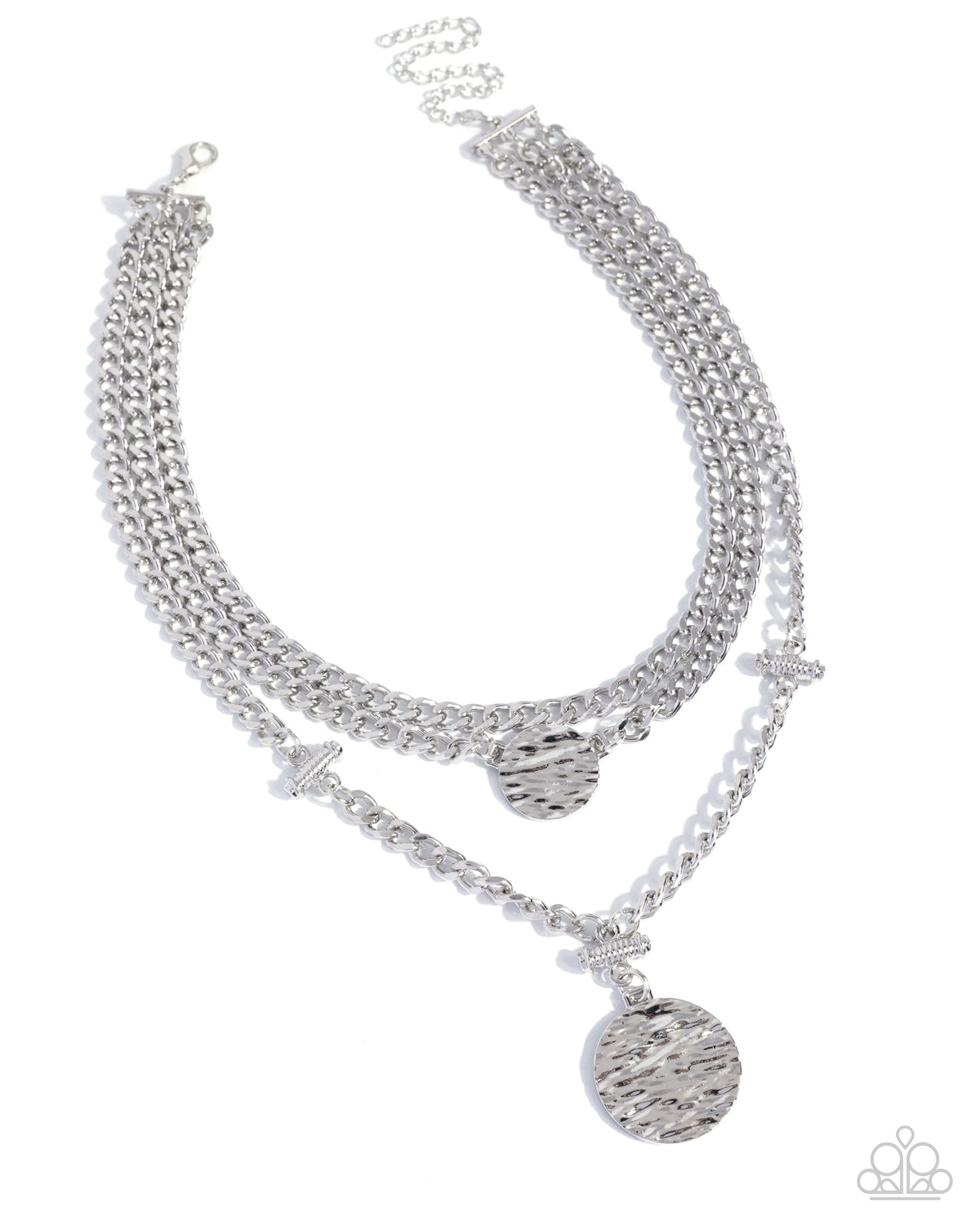 Generously Grungy - Silver Disc Layered Short Necklace | Paparazzi Accessories