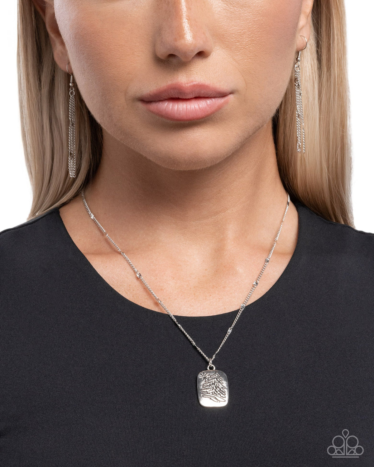 Pine Tree Prize - Silver Holiday Short Necklace | Paparazzi Accessories