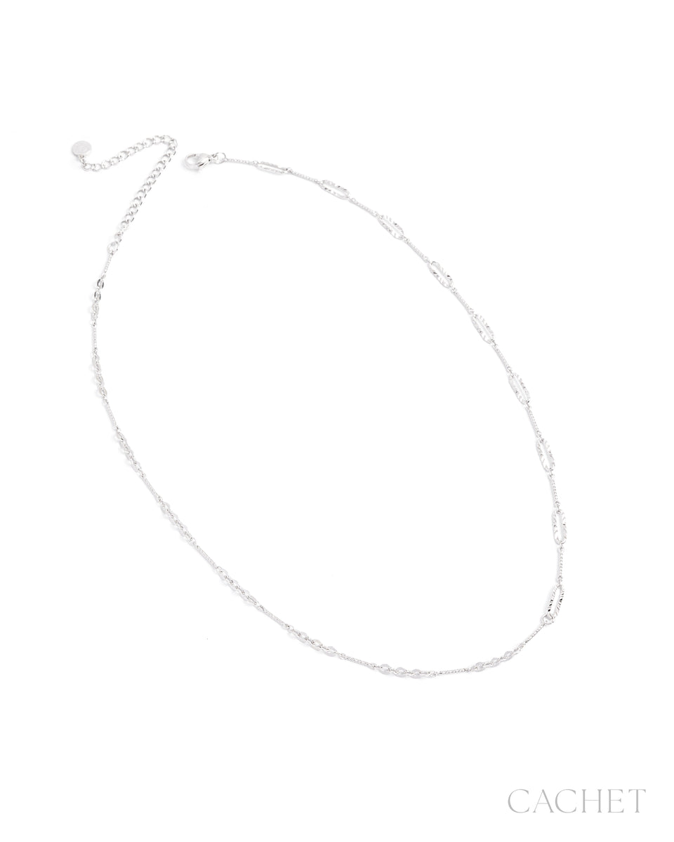 Tethered - Rhodium Plated Short Necklace