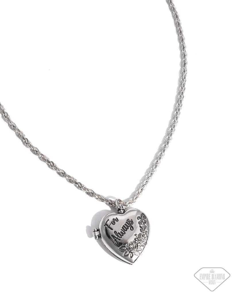 Forever Near - Silver For Always Heart Locket Short Necklace - Empire Diamond Exclusive | Paparazzi Accessories