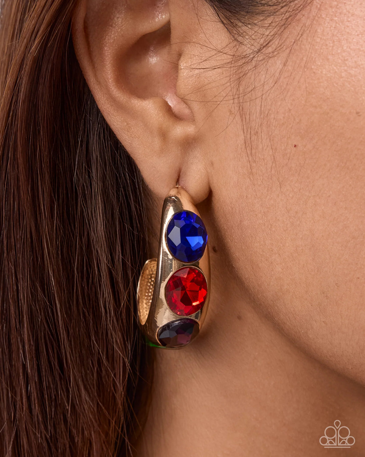 Adorable Advocate - Gold Multi Color Gem Hoop Earrings | Paparazzi Accessories