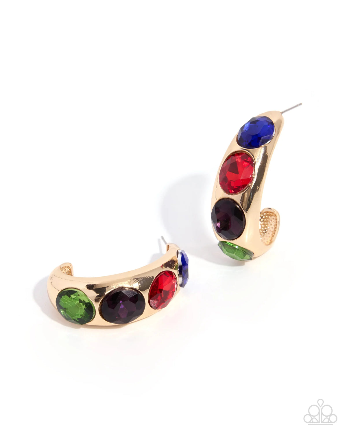 Adorable Advocate - Gold Multi Color Gem Hoop Earrings | Paparazzi Accessories
