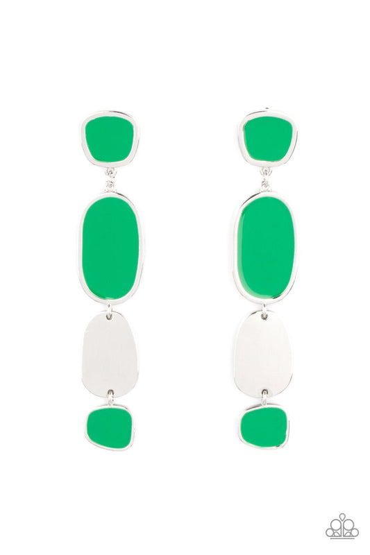 Paparazzi All Out Allure - Green Earrings - Pusher P