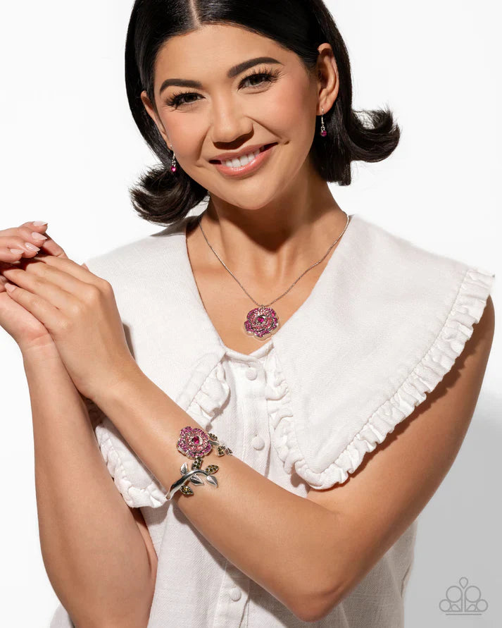 Blossoming Belle - Pink Necklace and Bewitching Belle - Pink Bracelet 2pc Set