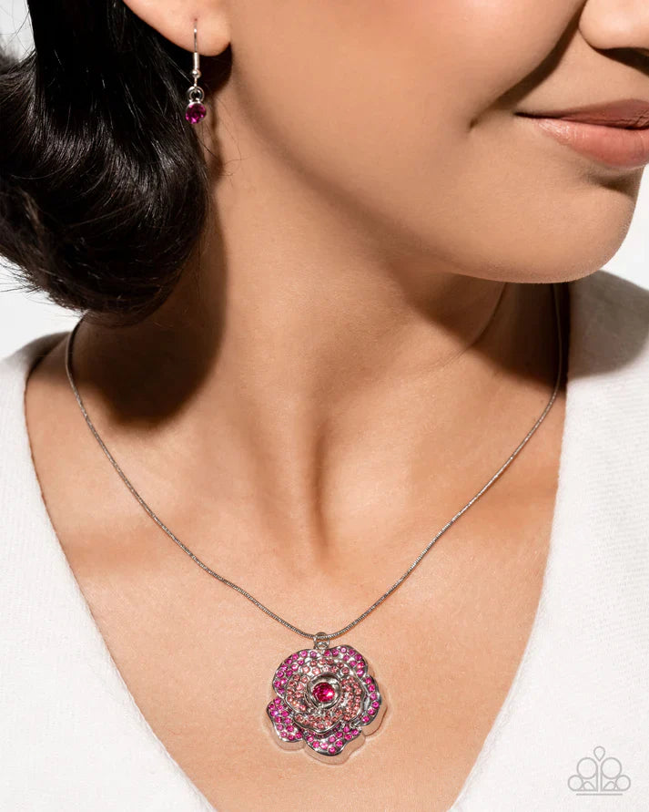Blossoming Belle - Pink Necklace and Bewitching Belle - Pink Bracelet 2pc Set