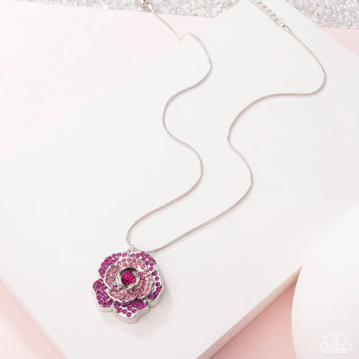 Blossoming Belle - Pink Necklace and Bewitching Belle - Pink Bracelet 2pc Set