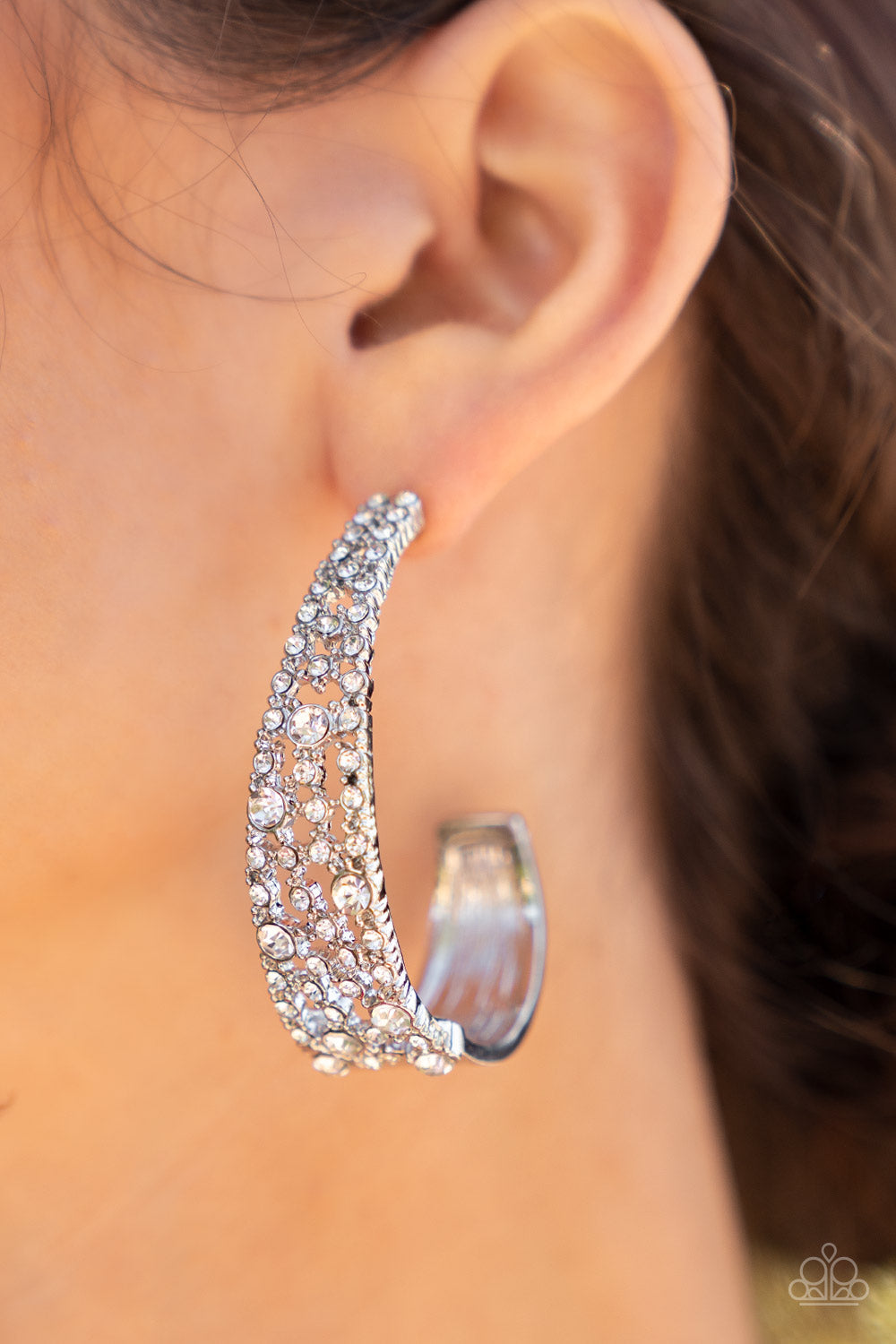 Paparazzi Cold as Ice - White Earrings - April 2022 Life Of The Party Exclusive - Pusher P