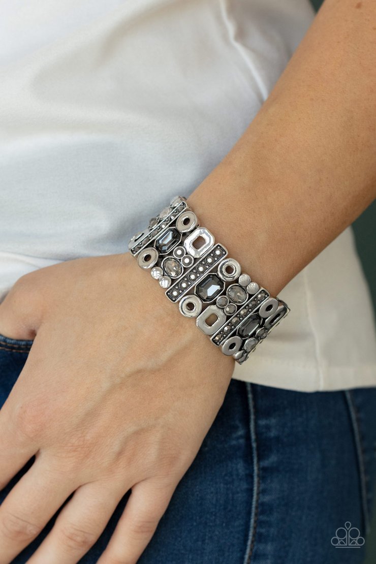 Paparazzi Dynamically Diverse - Silver Bracelet - Pusher P