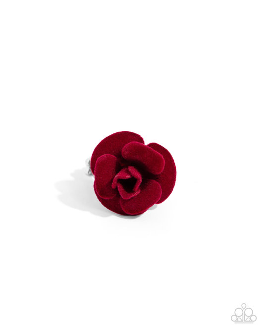Relaxed Rosette - Red Flower Ring