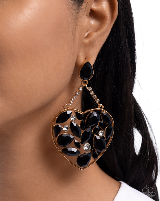 Glittery Gait - Black Heart Earrings