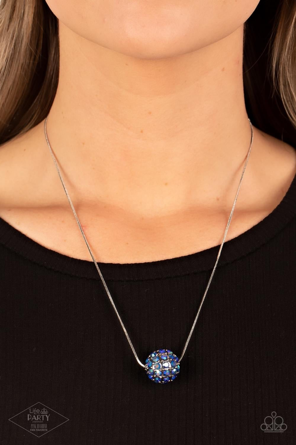 Paparazzi Come Out Of Your BOMBSHELL - Blue Necklace - Pink Diamond Life of the Party Exclusive - Pusher P