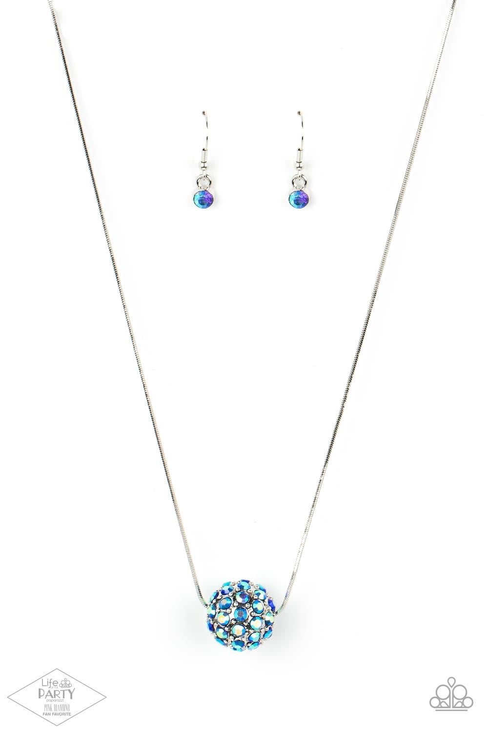 Paparazzi Come Out Of Your BOMBSHELL - Blue Necklace - Pink Diamond Life of the Party Exclusive - Pusher P