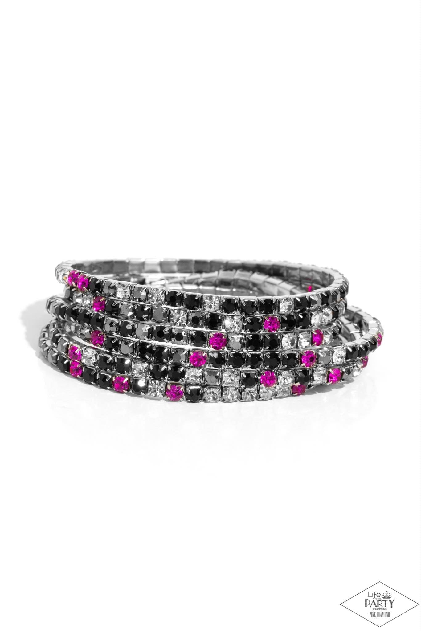 Rock Candy Range - Pink/Black Multi Bracelet
