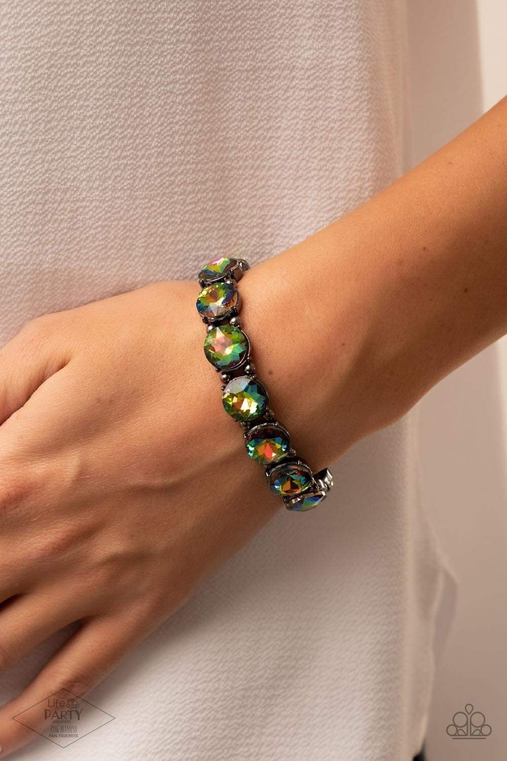 Paparazzi Glitzy Glamorous - Multi Bracelet - Pink Diamond Life of the Party Exclusive - Pusher P