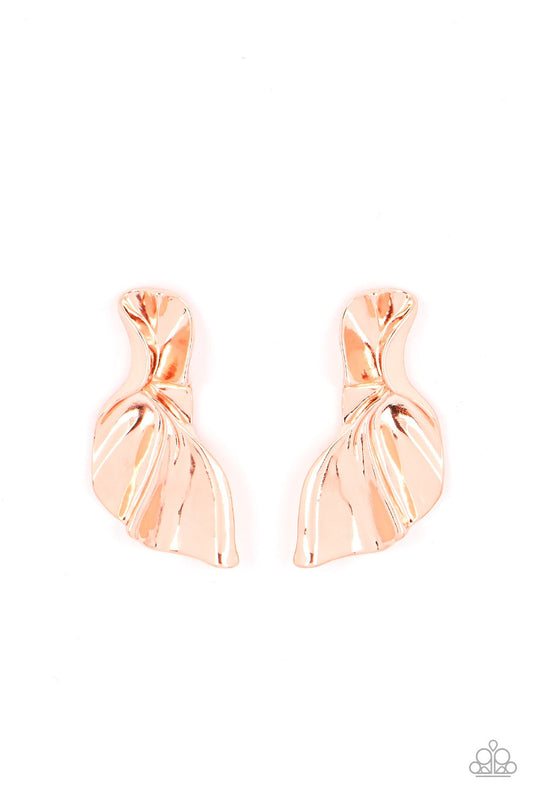 Paparazzi METAL-Physical Mood - Copper Earring - Pusher P