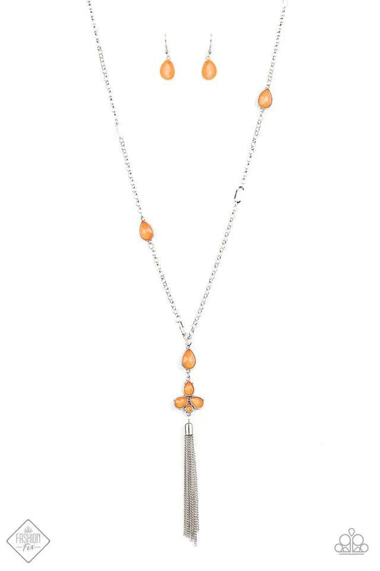 Long Necklace - Paparazzi Eden Dew - Orange Necklace Paparazzi jewelry image