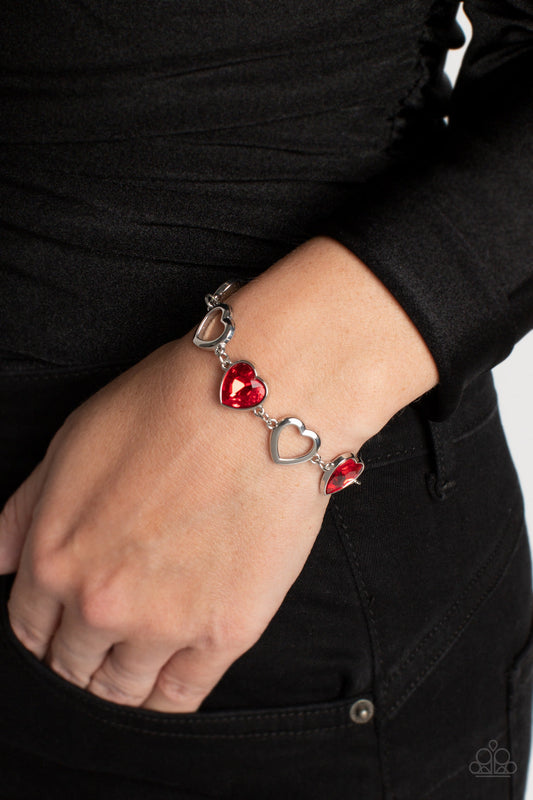 Paparazzi 2pc Set: Contemporary Cupid - Red Necklace & Sentimental Sweethearts - Red Bracelet