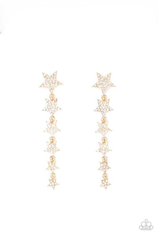 Paparazzi Americana Attitude - Gold Earrings -Paparazzi Jewelry Images