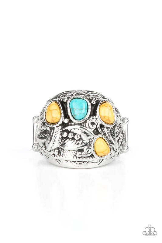 Paparazzi Down-To-Earth Detail - Yellow Ring Paparazzi Jewelry Images