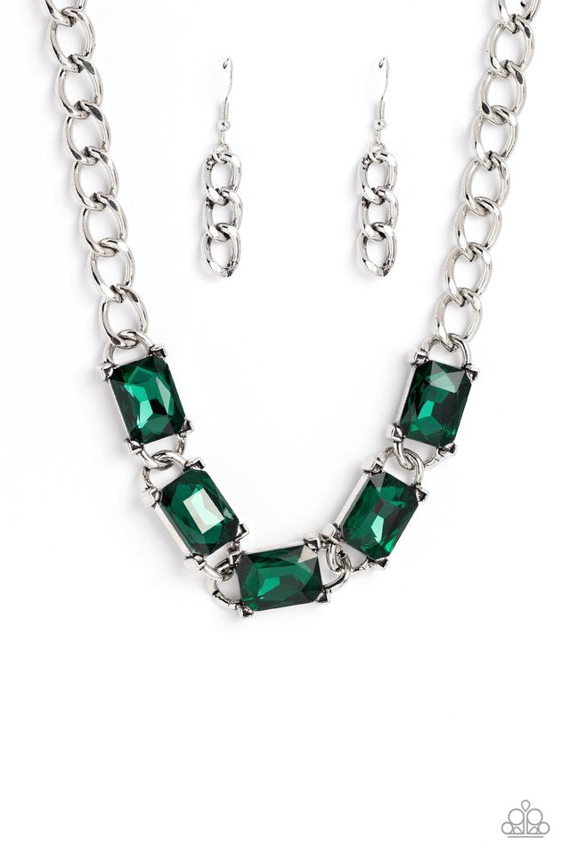 Radiating Review Green Necklace & Dazzling Debut - Green Bracelet 2 Piece Set