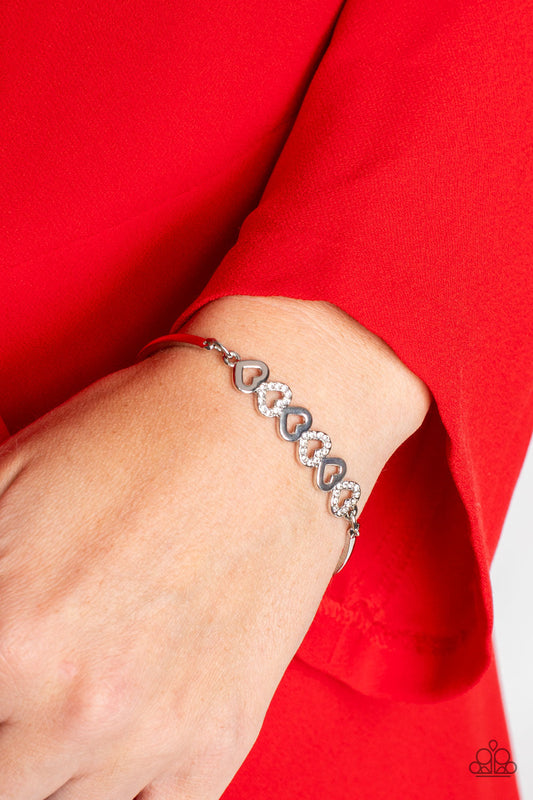 Paparazzi 2pc Set: Sparkly Suitor - White Heart Necklace & Attentive Admirer - White Heart Bracelet