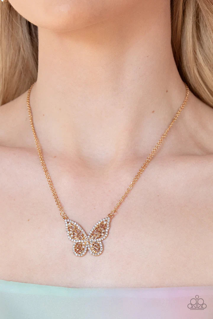 Paparazzi Butterfly Bella Gold Bracelet and Baroque Butterfly Necklace - Pusher P