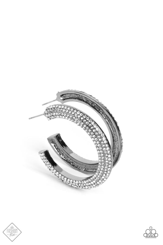Paparazzi Dazzling Dynamo - Black Earrings- February 2023 Fashion Fix-Paparazzi Jewelry Images