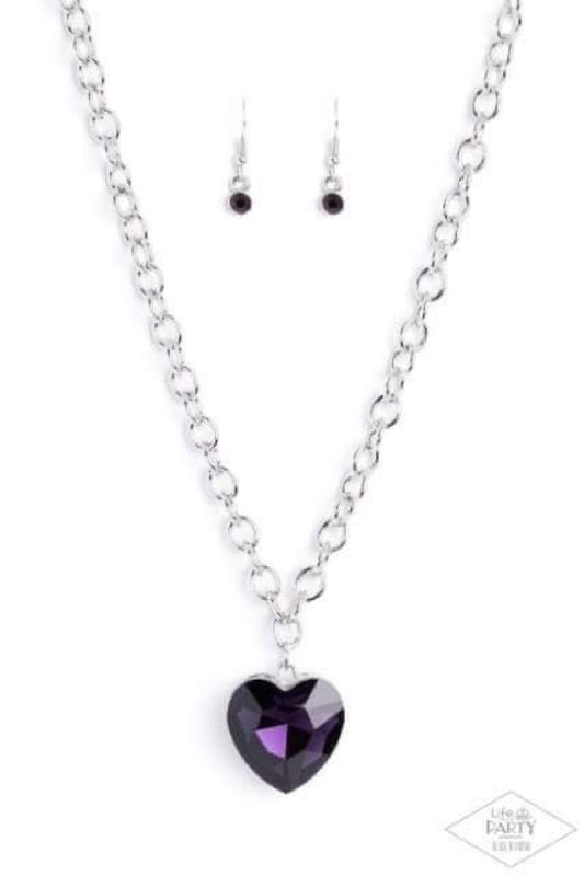 Paparazzi Flirtatiously Flashy - Purple Necklace - Black Diamond Life of The Party Exclusive Paparazzi Jewelry Images