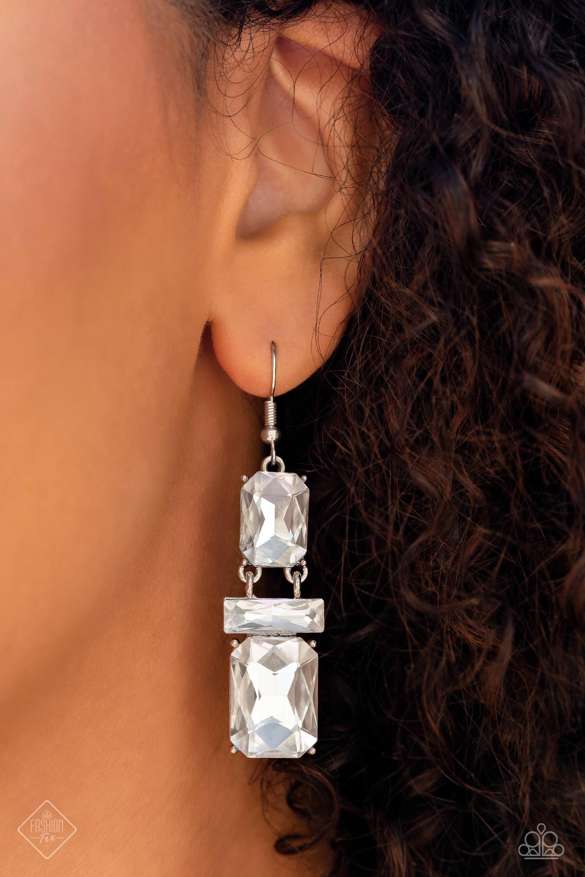 Paparazzi CHAIN Check - White Earrings -Paparazzi Jewelry Images