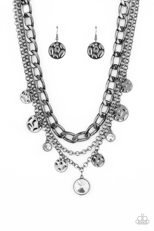 2pc Set: Pusher P Industrial Noise - Black Necklace & Unyielding Roar - Black Bracelet