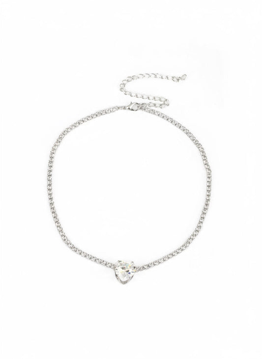 Paparazzi Flirty Fiancé - White Choker Necklace -Paparazzi Jewelry Images