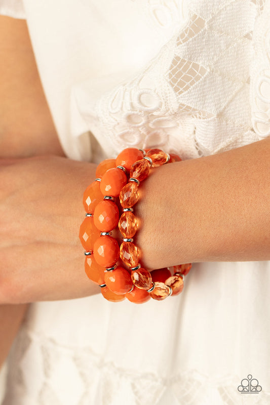 Paparazzi 2pc Set: Tropical Hideaway - Orange Necklace & High Tide Hammock - Orange Bracelet