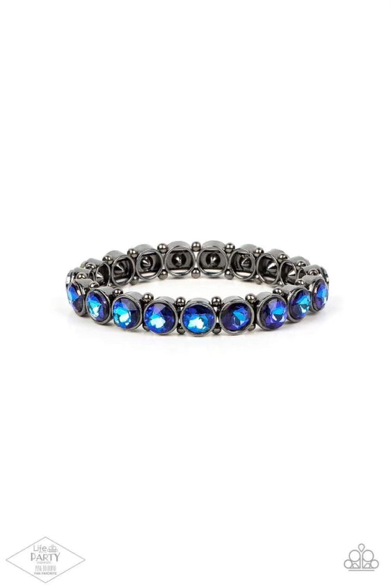 Paparazzi Sugar Coated Sparkle - Blue/Purple Blue/Purple Iridescent Multi Bracelet - Pink Diamond Life of the Party Exclusive - Pusher P